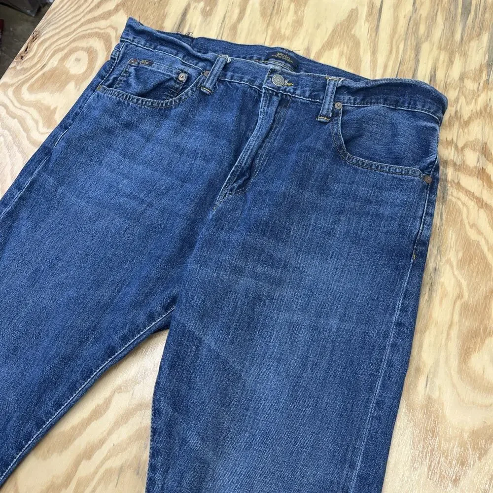 Polo Ralph Lauren Varick Slim Straight Jeans Mens 36x34 (36X33) Blue Preppy